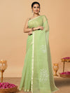 Vibrant Kota Doria Cotton Bel Embroidery Green Saree Handdyed