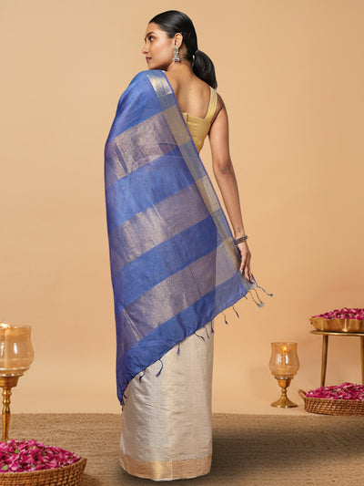Handloom Kota Silk Joyful Beige & Blue Saree