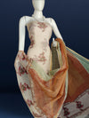Surreal Kota Doria Brown Blockprinted Suit (Top+Dupatta+Bottom)