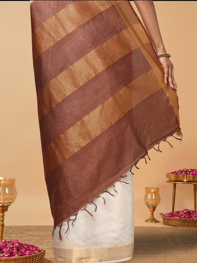 Handloom Kota Silk Unique Beige & Brown Saree