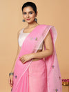 Kota Doria Chic Pink Saree Allover Embroidery Handcrafted
