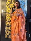 Silkmark Certifiied Pure Tussar Brown Silk Embroidered Handloom Saree (Tussar by Tussar) with Blouse-Indiehaat