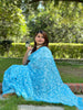 Georgette HandCrafted Tepchi work Blue Saree with Running Blouse-Indiehaat