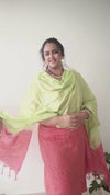 Katan Silk Suit Piece Red and Green Color with Bottom and Dupatta-Indiehaat