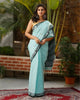 30523CJSB846MSPure Cotton Handloom Jamdani Weaving Saree Aqua Blue Color with running blouse-IndiehaatV