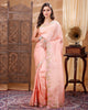 Silkmark Certifiied Pure Tussar Hand Cutwork Light Peach Color Saree (Tussar by Tussar Fabric)-Indiehaat