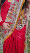 Silkmark Tussar Alluring Madhubani Red & Yellow Saree