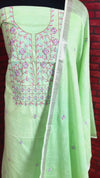 Gulmohar Slub Linen Pista Green Unstitched Suit