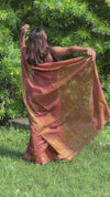 Handloom Jayashree Silk Saree Light Brown Colour with Running Blouse-Indiehaat