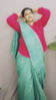 Silkmark Certified Gichcha Tussar Handloom Hand Dyed Green Saree with Contrast Blouse-Indiehaat