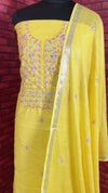 Gulmohar Slub Linen Vivid Yellow Unstitched Suit