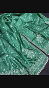 Pure Tussar Silk Dupatta Emerald Green Color Chikankari and Crochet work - IndieHaat
