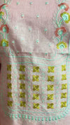 Indiehaat | Pure Linen Embroidered Suit Pink Color (Top+Dupatta) With Linen Bottom