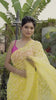 Georgette HandCrafted Tepchi work Yellow Saree with Running Blouse-Indiehaat