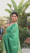 Silkmark Ghicha Tussar Exquisite Green Saree