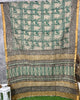 Indiehaat | Kota Cotton Green Saree Hanblock printed running blouse Bagru Ajrakh Dabu