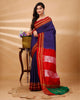 ILKAL Handloom Cotton Silk Saree Dark Indigo Color with running blouse - IndieHaat