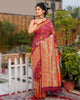 Banarasi Silk Saree Purple Color with contrast pallu and blouse - IndieHaat