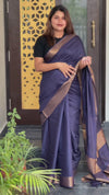 Handloom Jayashree Silk Saree Magenta Blue Colour with Running Blouse-Indiehaat