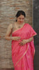 Kota Silk Saree Tulip Red Color Weaving Jaquard with running blouse-Indiehaat