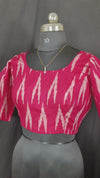 Pure Cotton Blouse Neon Pink Color Ikkat Design - IndieHaat