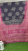 Indiehaat | Kota Cotton Pink & Dark Navy Blue Saree Hanblock printed running blouse Bagru Ajrakh Dabu
