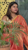 Hand Dyed Pure Tissue Linen Peach Saree With Running Blouse Hand Dyed-Indiehaat