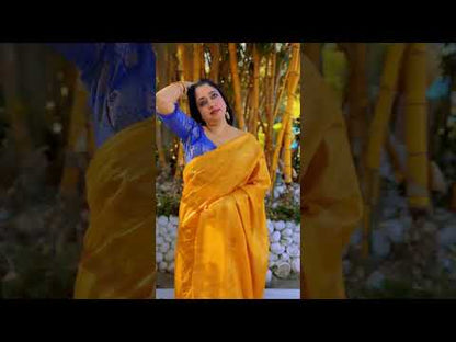 Katan Banarasi Silk Saree Yellow Handcrafted