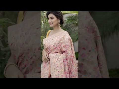 Banarasi Silk Saree Pink & Handcrafted
