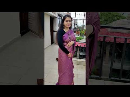 Katan Silk Jacquard Saree Pinkish Purple