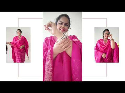 Katan Silk Stunning Blockprint Pink Suit