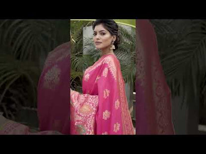 Banarasi Silk Saree Pink Handcrafted