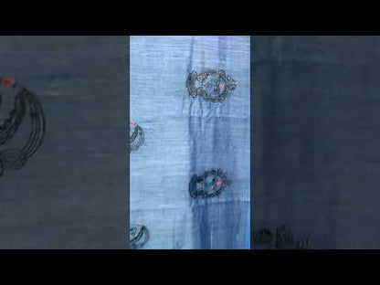 Embroidered Bansbara Tussar Silk Handloom Saree Sky Blue