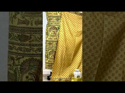 Ethereal Katan Silk Madhubani Yellow Suit