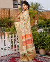 Kashmiri Modal Silk Saree Multi Color with contrast pallu and blouse - IndieHaat