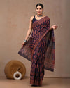 Indiehaat | Mulmul Cotton Saree Multi Color Handblock Printed with Running Blouse