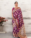 Indiehaat | Banarasi Silk Satin Weaving Violet Saree