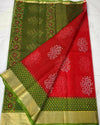 Indiehaat | Craft Couture Blockprinted Kota Doria Red & Green Saree