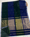 Indiehaat | Maheshwari Silk Green and Blue Dual Tone Saree