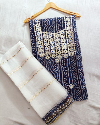 Deep Blue Gota Patti Suit | Kota Doria Trio | IndieHaat