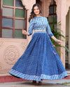 Indiehaat | Festive Fusion Lehanga Choli Set Deep Indigo BlockPrinted