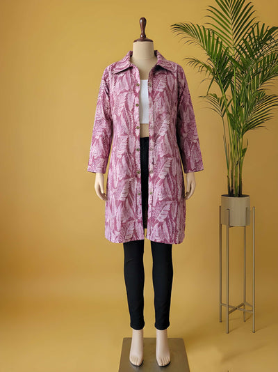 Avaran Roop Pure Cotton Blockprint Winter Jacket Rose Pink
