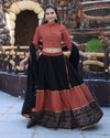 Indiehaat | Blockprinted Cotton Black & Brown Lehanga Choli Set