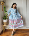 Indiehaat | Blockprinted Cotton Long Dress Blue