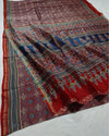 Indiehaat | Chanderi Silk Ajrakh Print Saree Red