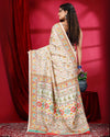 Indiehaat | Kashmiri Silk Off White Printed Saree