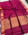 Indiehaat | Maheshwari Silk Heavy Pallu Pink Saree | Elegant