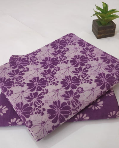 Indiehaat | Blockprinted Cotton Suit (Top & Bottom) Violet