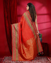 Indiehaat | Banarasi Silk Brocade Weaving Red Saree