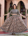 Indiehaat | Festive Fusion Lehanga Choli Set Classic Black BlockPrinted